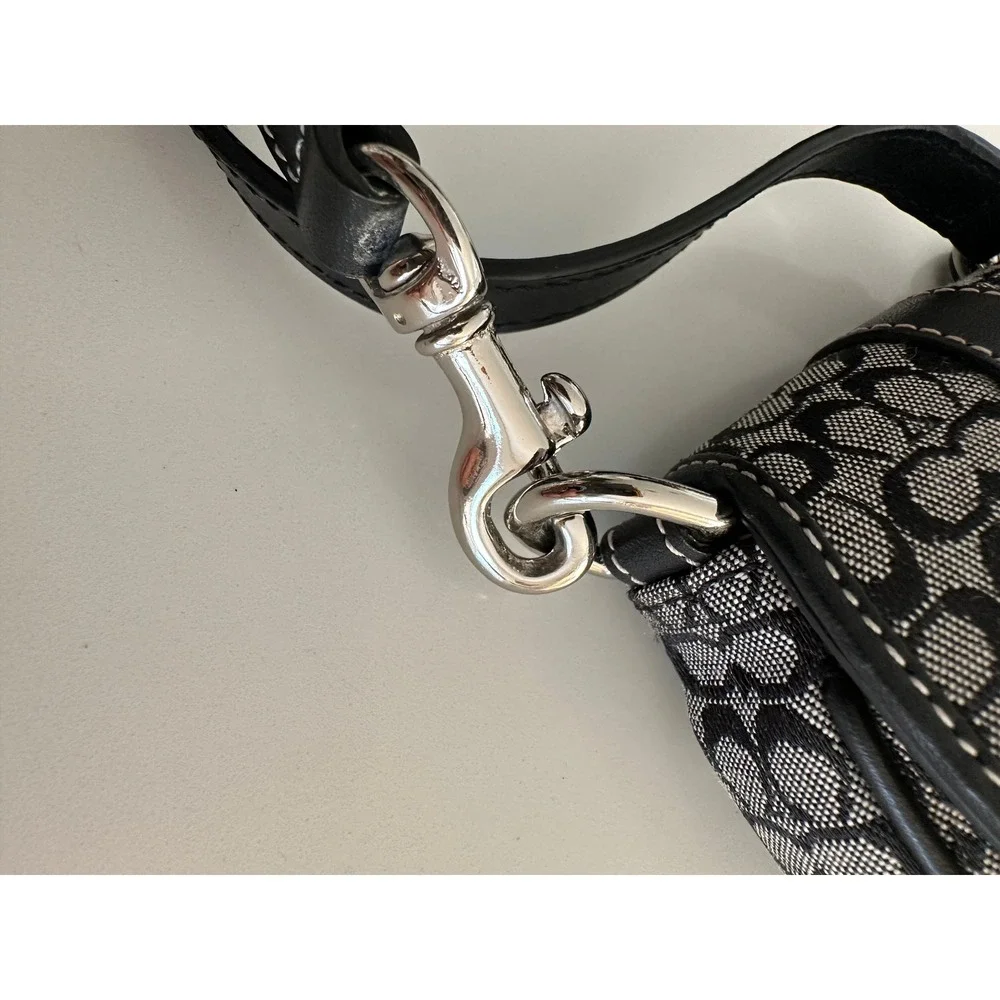 Coach Signature C Monogram Canvas Phone Crossbody Bag Black Tech Mini Purse Y2K